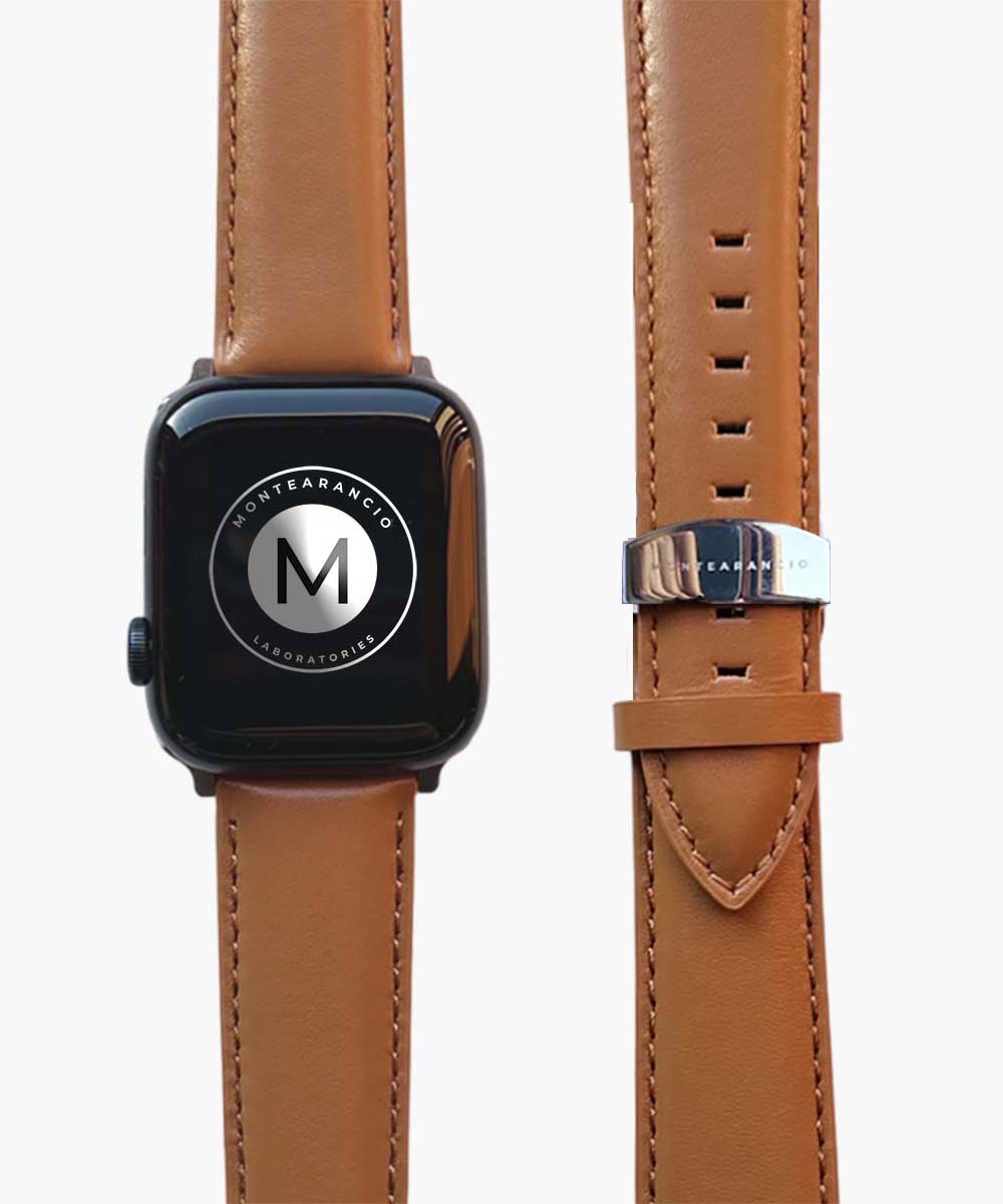 cinturino vera pelle apple watch elegante marrone