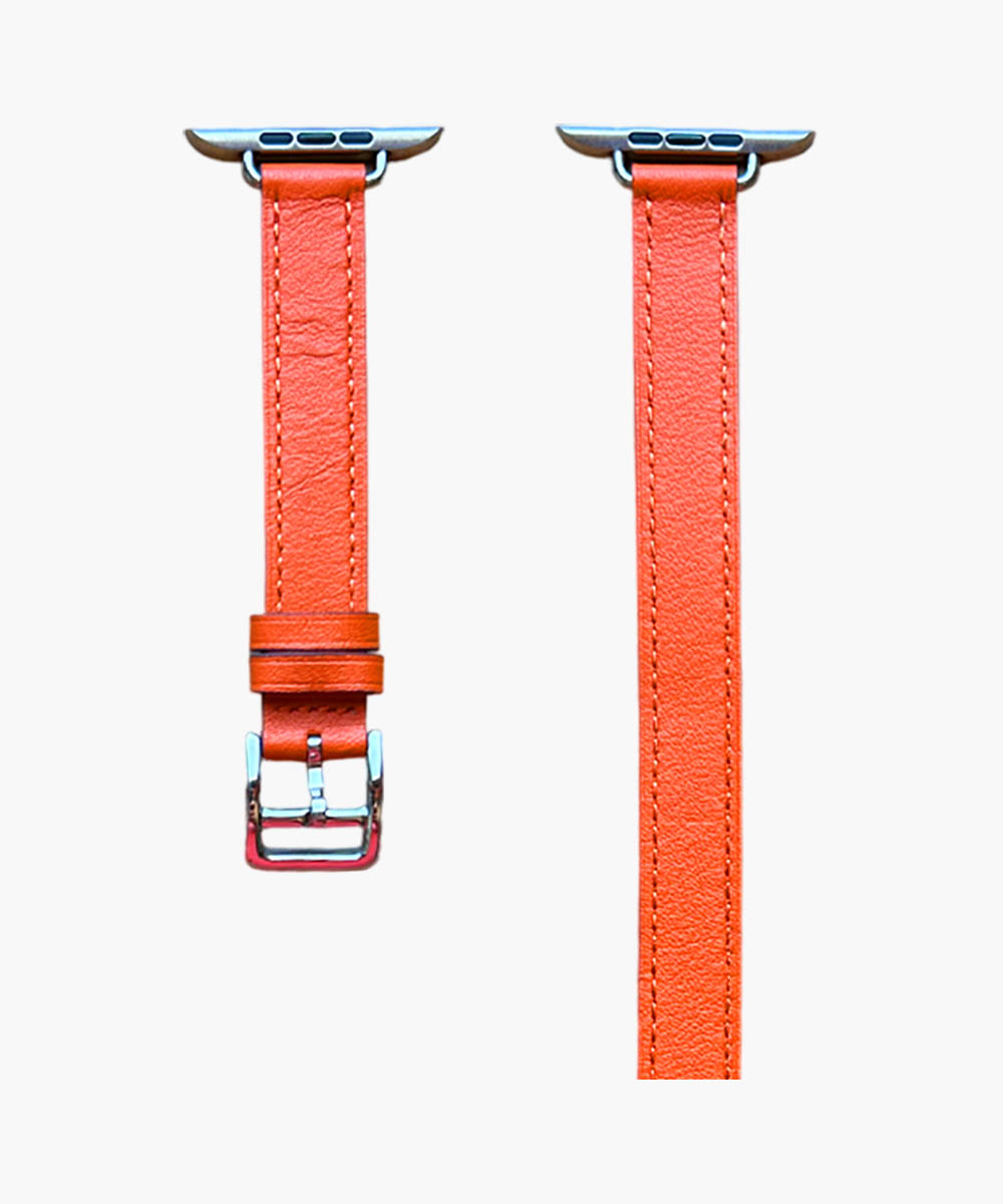 cinturino apple watch pelle doppio giro arancio