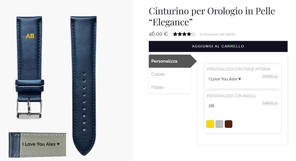 personalizzazione cinturino con nome