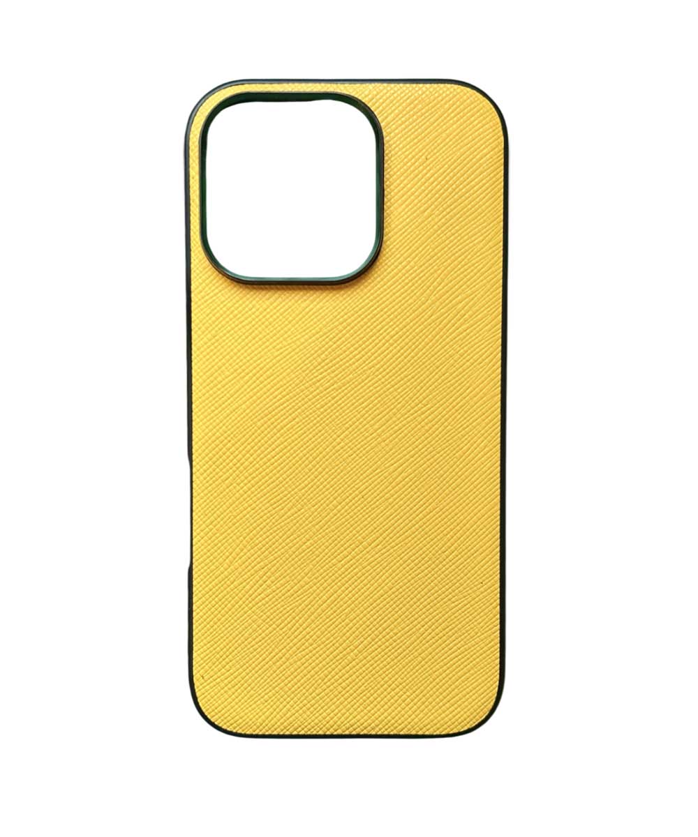 cover iphone pelle saffiano giallo